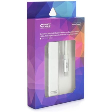 Nanocable Conversor USB-C a Ethernet Gigabit + 3xUSB 3.0, Plata, 15 cm Nanocable Conversor USB-C a Ethernet Gigabit + 3xUSB 3.0, Plata, 15 cm